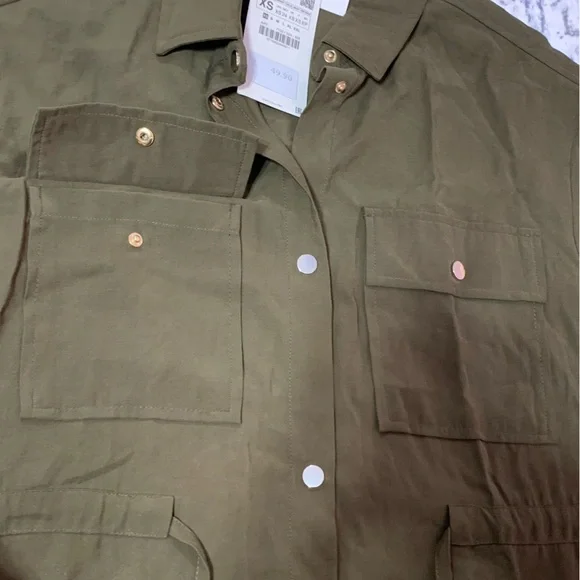 ZARA Army Green Longline Utility Jacket/Dress XS - Picture 15 of 16
